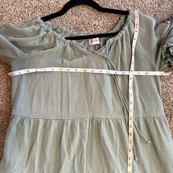 Worth Collective Avery Tiered Linen-Blend Midi Dress in Sage Large - Picture 6 of 7